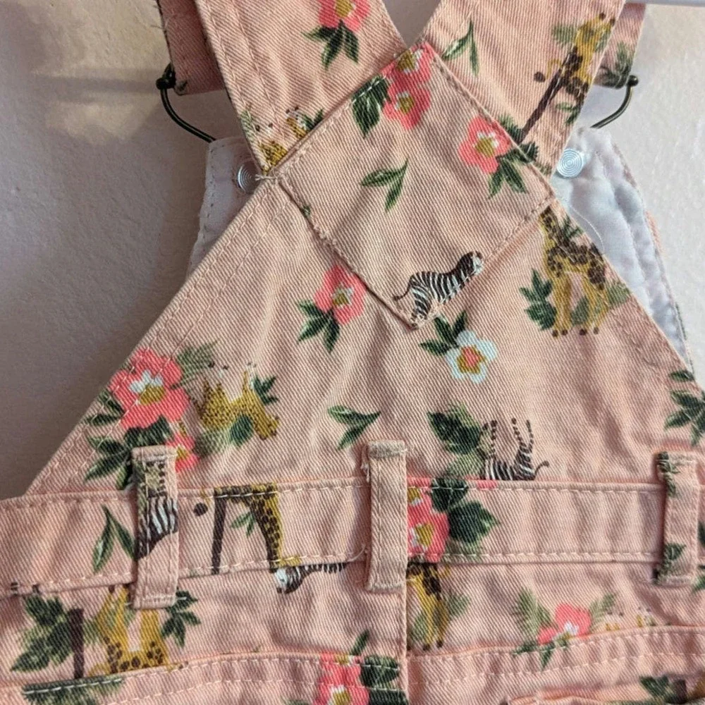 Zoo safari jungle themed bib shortalls for baby 3-6 month